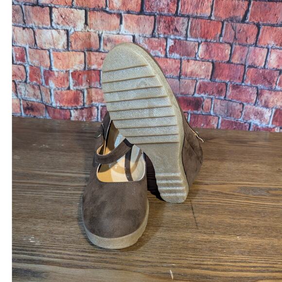 NWOB VITTORIO D' FIRENZE  Wedge Mary Jane Brown Size 8 - Picture 3 of 6